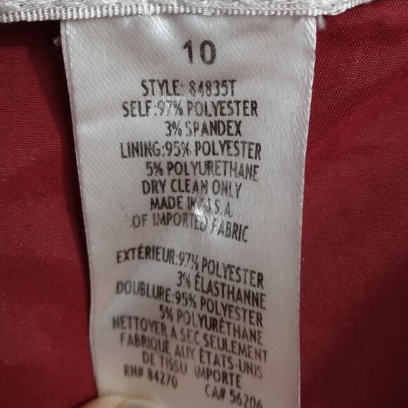 David's Bridal | Apple Red Stretch Satin Dress Crumb Catcher Detail | Size 10 - Picture 9 of 10